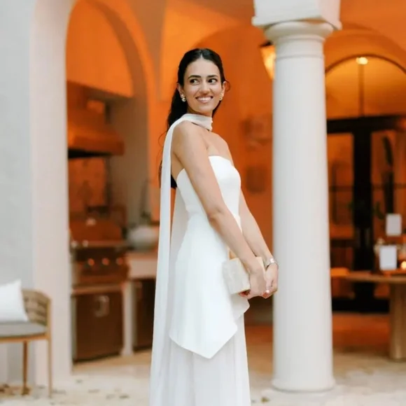 Matters Store White Monaco Dress with scarf - NEVER WORN & original  packaging